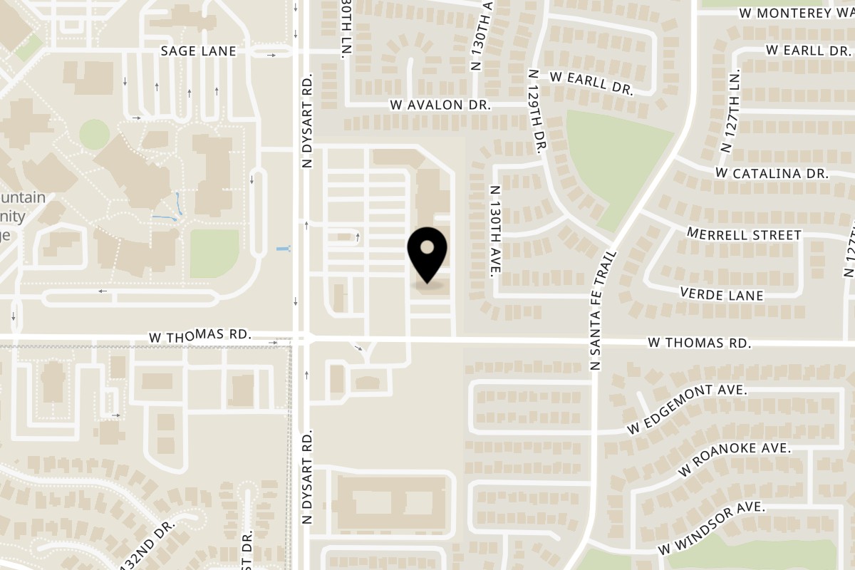 Map showing the location of Zeta's Grill on 2935 N Dysart Rd in Avondale